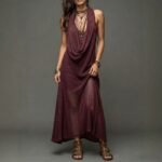 Bohemian Beach Vacation Strapless Knit Cami Dress Set Long Dress Two-Piece - Image 3