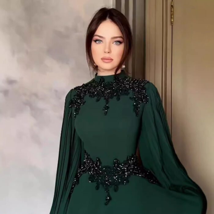 Women's Lace Trimmed Long Gown Evening Dress - Image 2