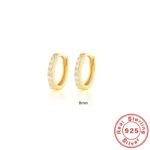 S925 Sterling Silver Circle Earrings with Turquoise and Diamond Inlay 18K Gold Plated Stud Earrings Jewelry - Image 9