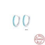 S925 Sterling Silver Circle Earrings with Turquoise and Diamond Inlay 18K Gold Plated Stud Earrings Jewelry - Image 25