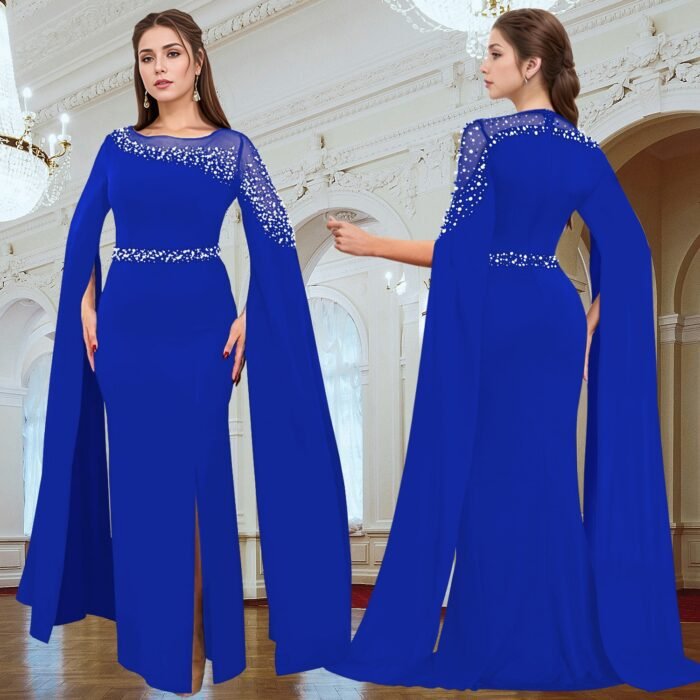 Cape sleeve evening gown dress - Image 5
