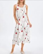 Summer Sleeveless Round Neck Printed Long Casual Vacation Versatile Dress - Image 6