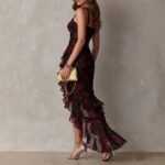 Style Floral Print Strap Irregular Ruffle Hem A-Line Dress - Image 2