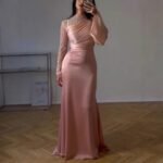 Sexy Mesh Pleated Evening Dress