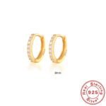 S925 Sterling Silver Circle Earrings with Turquoise and Diamond Inlay 18K Gold Plated Stud Earrings Jewelry - Image 10