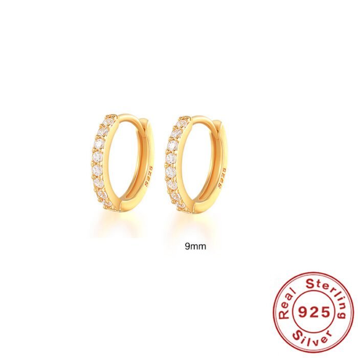 S925 Sterling Silver Circle Earrings with Turquoise and Diamond Inlay 18K Gold Plated Stud Earrings Jewelry - Image 10