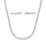 Copper Plated 18K Gold Zirconia Tennis Necklace Fashion Trendy Style Neck Chain - Image 6