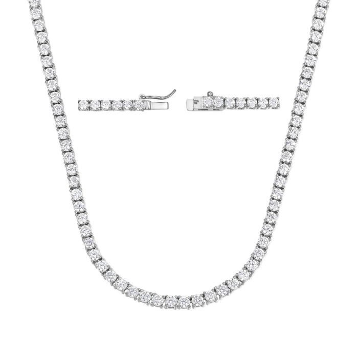 Copper Plated 18K Gold Zirconia Tennis Necklace Fashion Trendy Style Neck Chain - Image 6