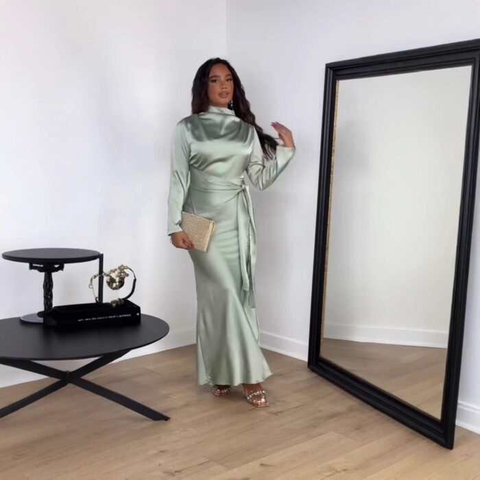 Women's Bodycon Satin Evening Dress - Image 2