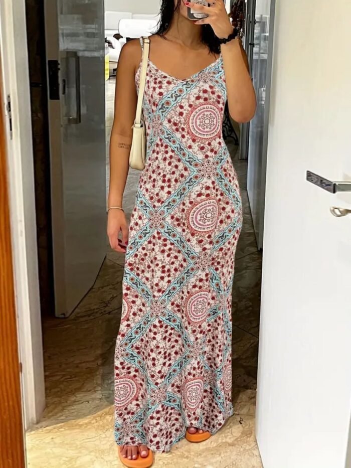 Printed Strapless Backless Maxi Dress - Image 7