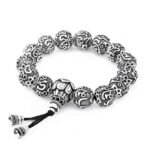 Ethnic Style Literary Buddhist Bead Men's Bracelet with Six-Syllable Mantra, Vintage Unique Design, Yunnan Snowflake Heart Sutra Beaded Bracelet