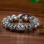 Ethnic Style Literary Buddhist Bead Men's Bracelet with Six-Syllable Mantra, Vintage Unique Design, Yunnan Snowflake Heart Sutra Beaded Bracelet - Image 2