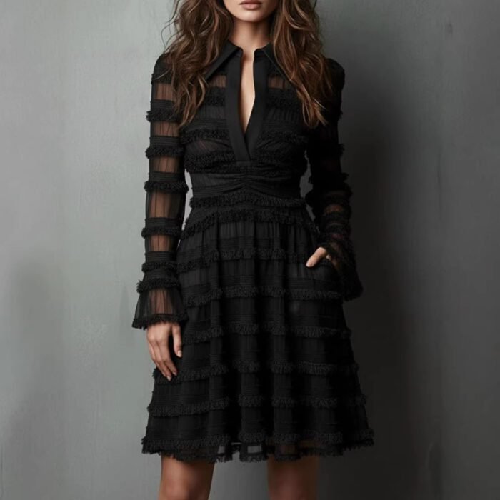 Spring New Sexy Sheer Fitted Dress Style High Waist Versatile Pleated Skirt - Image 5