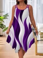 Printed Sleeveless Double Shoulder Strap at Hem A-line Dress for Women Plus Size - Image 8