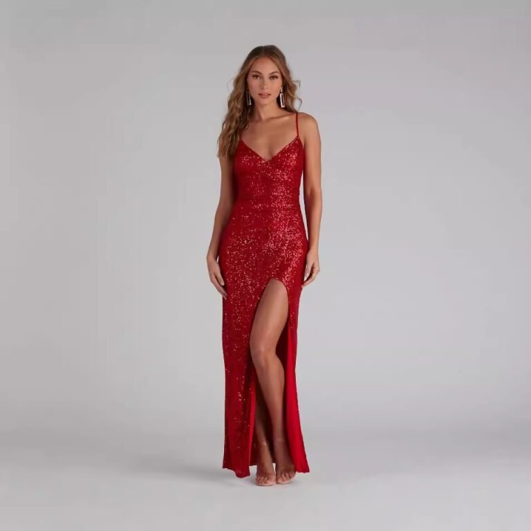 Shiny Sequin Strapless Evening Dress