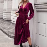Long Dress with Lace Details Long Sleeve Formal Occasion Dress - Image 5