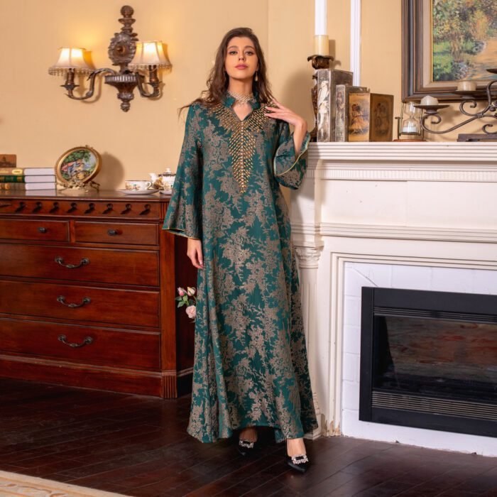 Evening Dress Embroidered Floral Kaftan Long Dress - Image 2