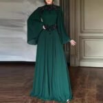 Women's Lace Trimmed Long Gown Evening Dress