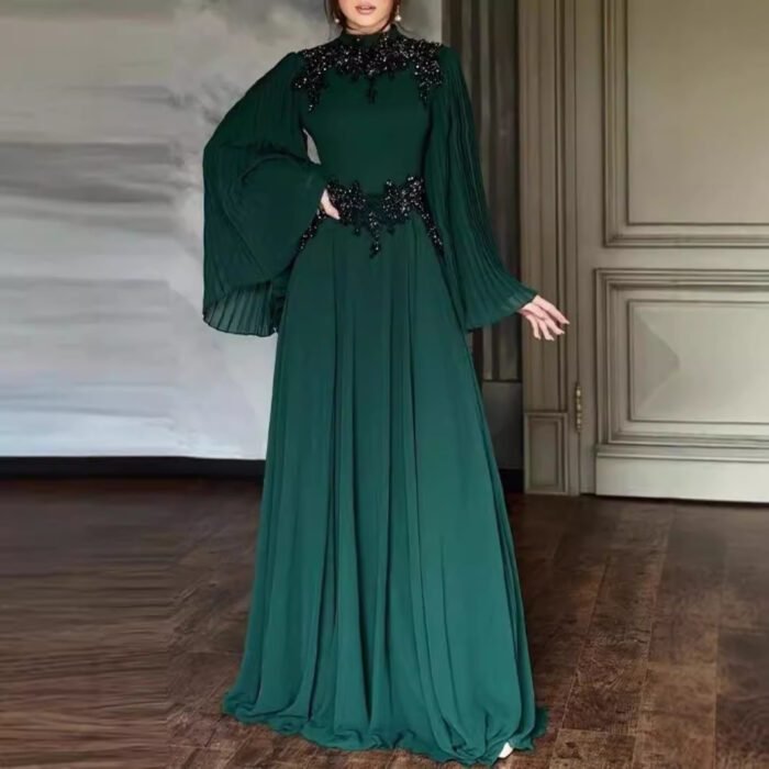 Women's Lace Trimmed Long Gown Evening Dress Women's Lace Trimmed Long Gown Evening Dress - Image 1