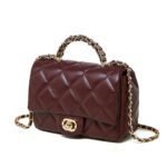 Metal chain diamond grid handbag - Image 7