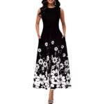 Printed Sleeveless Loose Round Neck Simple Elegant Dress - Image 5