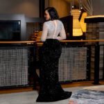 Round neck high slit dress formal dress - Image 4