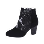Lace Mesh High-Heeled Sandals Women European and American Style Round Toe Chunky Heel Roman Sandals Wholesale - Image 5