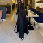Style Solid Color Long Sleeve Buttoned Waist Fitted Dress - Image 2