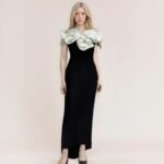 Bandage dress white large flower long formal dress