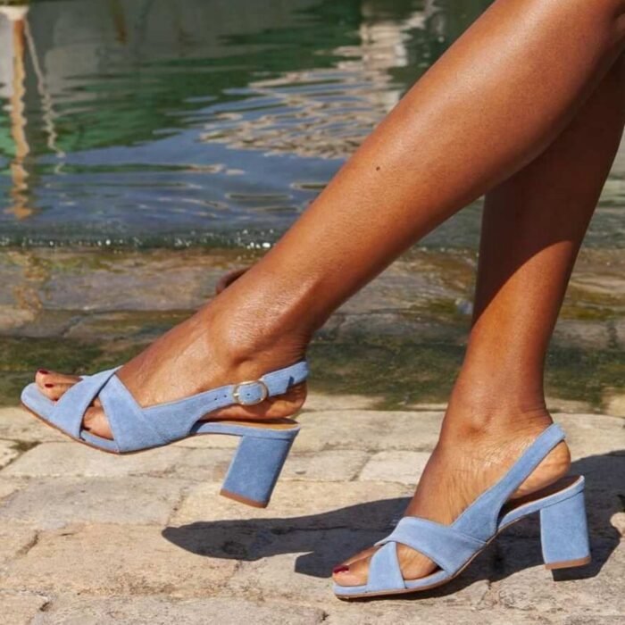 Elegant high-heeled single shoe suede open toe sandals - Image 2