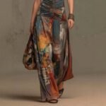 French Oil Painting Print Vintage Off-Shoulder Sexy Jumpsuit for Women Summer - Image 3