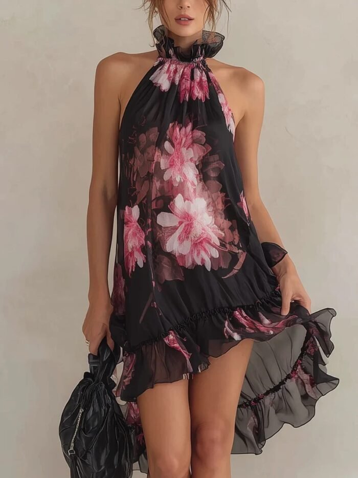 Summer New Women's Chiffon Printed Off-Shoulder Sexy Dress - Image 6