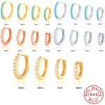 S925 Sterling Silver Circle Earrings with Turquoise and Diamond Inlay 18K Gold Plated Stud Earrings Jewelry - Image 2