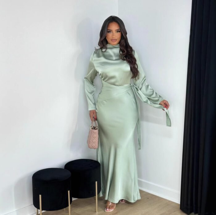 Women's Bodycon Satin Evening Dress Women's Bodycon Satin Evening Dress - Image 1