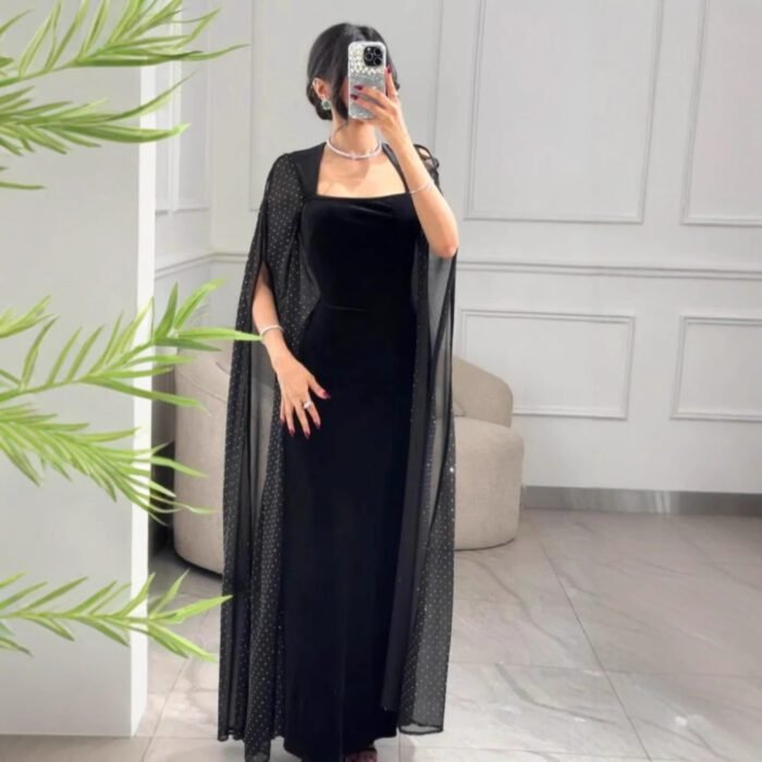 Velvet Backless Sequined Evening Dress Velvet Backless Sequined Evening Dress - Image 1