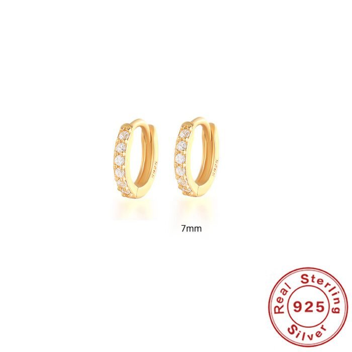 S925 Sterling Silver Circle Earrings with Turquoise and Diamond Inlay 18K Gold Plated Stud Earrings Jewelry - Image 8