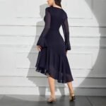 Elegant Round Neck Dress with Irregular Ruffle Pleats Slim Fit Long Sleeve New Style - Image 2