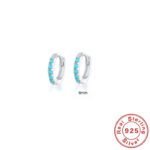 S925 Sterling Silver Circle Earrings with Turquoise and Diamond Inlay 18K Gold Plated Stud Earrings Jewelry - Image 23