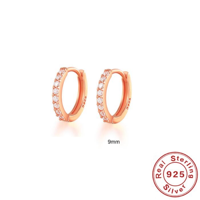 S925 Sterling Silver Circle Earrings with Turquoise and Diamond Inlay 18K Gold Plated Stud Earrings Jewelry - Image 18