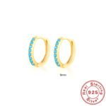 S925 Sterling Silver Circle Earrings with Turquoise and Diamond Inlay 18K Gold Plated Stud Earrings Jewelry - Image 22