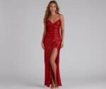 Shiny Sequin Strapless Evening Dress - Image 5