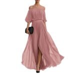 New Black Chiffon Maxi Dress with Split, One-Shoulder Design, Flowing and Draping Skirt - Image 5