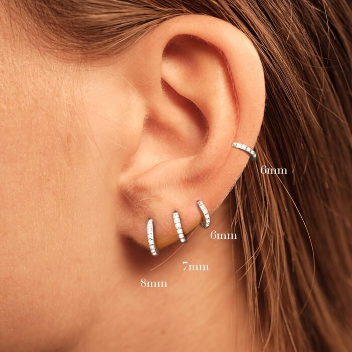S925 Sterling Silver Circle Earrings with Turquoise and Diamond Inlay 18K Gold Plated Stud Earrings Jewelry - Image 4