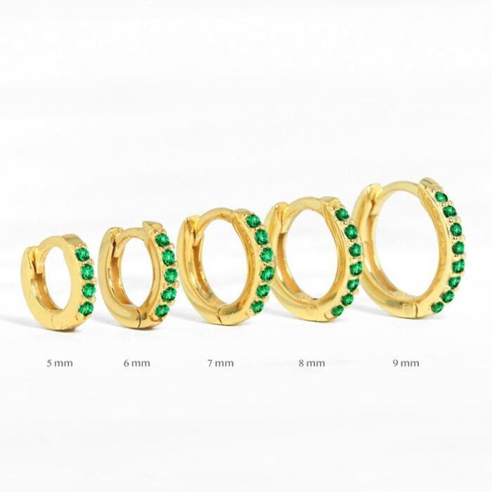 S925 Sterling Silver Circle Earrings with Turquoise and Diamond Inlay 18K Gold Plated Stud Earrings Jewelry - Image 27