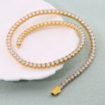 Stainless Steel 316 Polished Spring Ring Tennis Necklace for Men and Women, Fashionable Titanium Steel with Zirconium Stone Jewelry