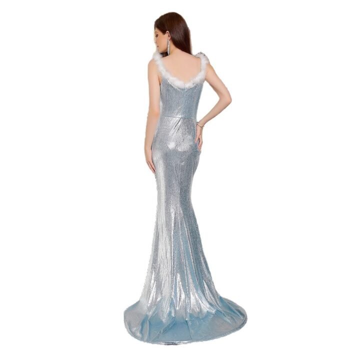 Elegant Light Blue Evening Dress Long Gown Formal Party Dress - Image 5