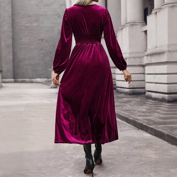 Long Dress with Lace Details Long Sleeve Formal Occasion Dress - Image 4
