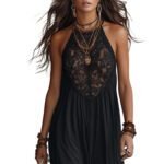 Style Black Lace Trim Sleeveless Long Dress Loose Vacation Style Maxi Dress Lace Dress - Image 5