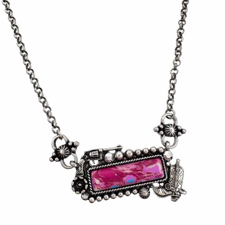 Polished Color Stone Bar Cowboy Western Necklace