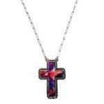 Polished Colored Stone Western Cross Necklace